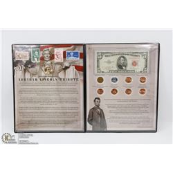 1953 ABE LINCOLN COIN, STAMP & BILL SET