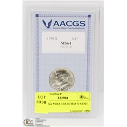 1976S USA MS64 CERTIFIED 50 CENT COIN.