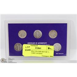 MEMORABLE US COIN SET OF 5 - 1940 MERCURY 10 CENT