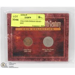 SET OF 2 USA COIN INDIAN HEAD - 1911 - 5 CENT