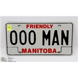 MANITOBA SAMPLE LICENSE PLATE