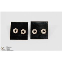 2 PAIRS OF STERLING SILVER KNOT STUD EARRINGS.