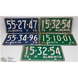 5 LICENSE PLATES 1968-1971.