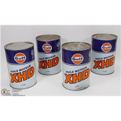 FOUR 1960S GULF QUART OIL CANS