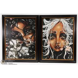 TWO ANGELINA WRONA FRAMED PRINTS.