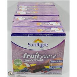 6 BOXES OF 12 SUNRYPE FRUITSOURCE SUPERFRUITS