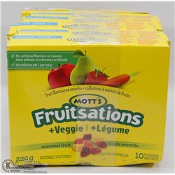6 BOXES OF 10 MOTTS FRUITSATIONS & VEGGIES SNACKS.