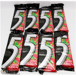 8 PACKS OF 3 WRIGLEYS 5 ASSORTED FLAVOR GUM.
