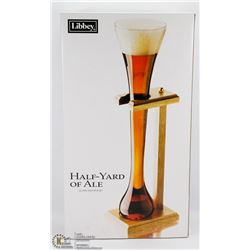 HALF YARD OF ALE GLASS AND STAND.