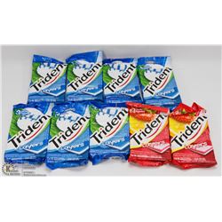 9 PACKS OF 3 ASSORTED TRIDENT LAYERS GUM.