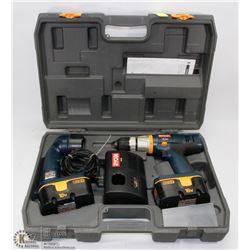 RYOBI 18V DRILL SET WITH 2 BATTERIES AND CHARGER