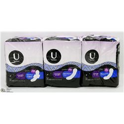 3 PACKS OF KOTEX OVERNIGHT SECURITY MAXI PADS