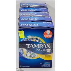 5 BOXES OF TAMPAX PEARL TAMPONS