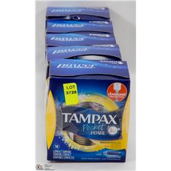 5 BOXES OF TAMPAX POCKET PEARL TAMPONS