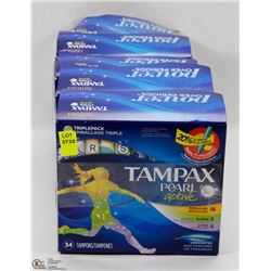 5 BOXES OF TAMPAX PEARL ACTIVE TAMPONS