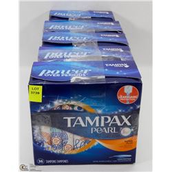 5 BOXES OF TAMPAX PEARL TAMPONS