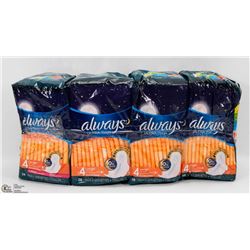4 PACKS OF ALWAYS ULTRA THIN OVERNIGHT PADS