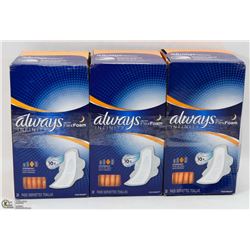 3 BOXES OF ALWAYS INFINITY FLEX FOAM PADS