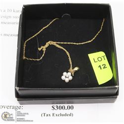 10K YELLOW AND WHITE GOLD PEARL AND DIAMOND