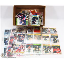 BOX OF ASSORTED HOCKEY CARDS.