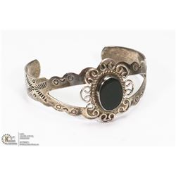 STERLING SILVER BRACELET WITH BLACK STONE