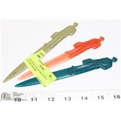 3 VINTAGE FULLER BRUSH MAN LETTER OPENERS