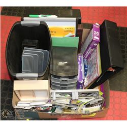 LARGE BOX OF SCHOOL/OFFICE SUPPLIES -