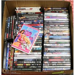 LARGE BOX W/OVER 75 DVD MOVIES -