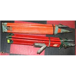 LOT OF 2 WOODEN TRANSIT TRIPODS.