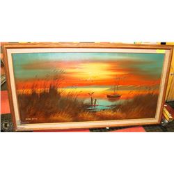 JAMES YOUNG FRAMED PAINTING 53"X28"