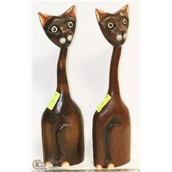 SET OF 2 LARGE BROWN CATS