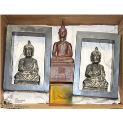BOX W/2 BLACK BUDDHA CANDLE HOLDERS,