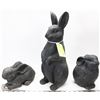 Image 1 : 3 HEAVY RESIN BLACK RABBITS.