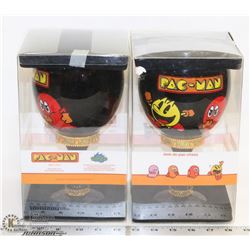 SET OF 2 NEW VINTAGE PAC-MAN DECORATIVE CUPS -
