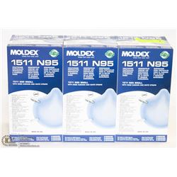 BUNDLE OF 3 MOLDEX 1511 N95 RESPIRATORS