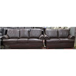 NEW BROWN LEATHERETTE WITH NAILHEAD ACCENT 87"