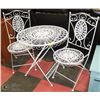 METAL WHITE PATIO SET INCL TABLE AND 2 FOLDING