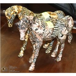 SET OF 2 LARGE AFRICAN INSPIRED  DESIGNER HORSES