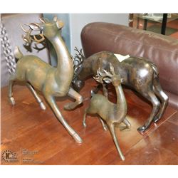 SET OF 3 BRONZE CONTEMPORARY DEER