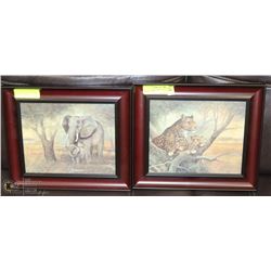 SET OF 2 FRAMED AFRICAN ANIMAL SCENES - 13"WX12"