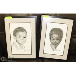 SET OF 2 FRAMED & SIGNED BLK&WHITE PRINTS BY