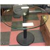 36" ROUND GLASS TOP PEDESTAL TABLE.