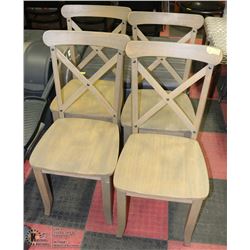 GROUP OF 4 NEW WOOD TONE SIDECHAIRS