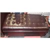 BROWN LEATHERETTE STORAGE OTTOMAN
