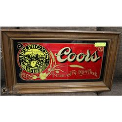 COORS BAR MIRROR/PICTURE FRAMED.
