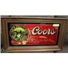 COORS BAR MIRROR/PICTURE FRAMED.
