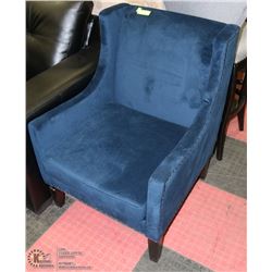 BLUE FABRIC NAILHEAD ACCENT CHAIR
