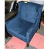 BLUE FABRIC NAILHEAD ACCENT CHAIR