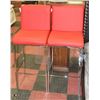 Image 1 : PAIR OF RED LEATHERETTE AND CHROME BAR STOOLS