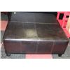 LARGE BROWN LEATHERETTE 43X43X17"H OTTOMAN